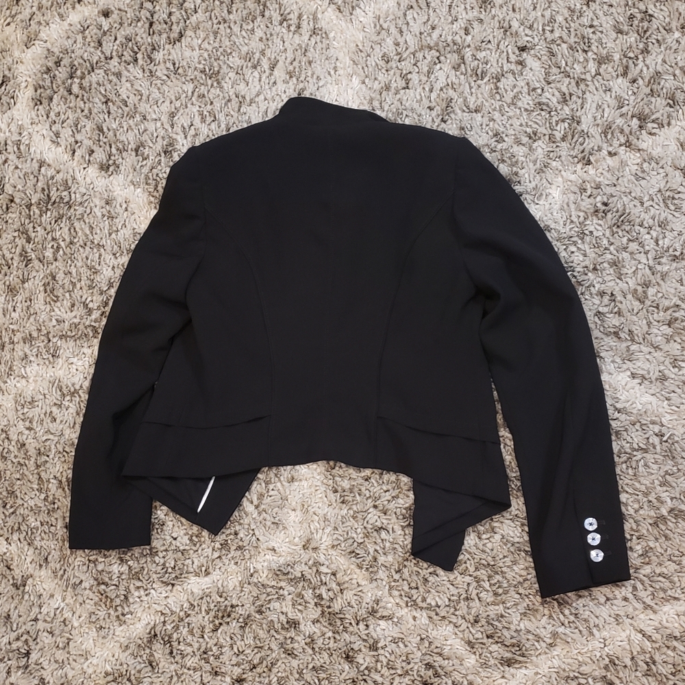 Whbm Open Front Drape Blazer Black - Size 8 - image 4